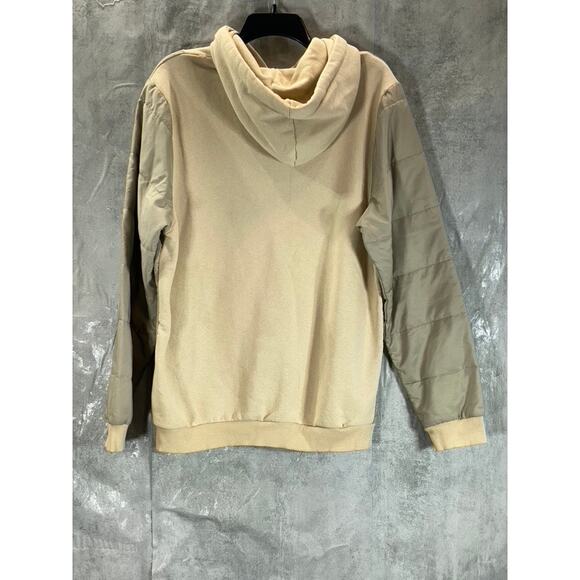 MAN BOOHOOMAN Men's Tan Colorblock Sleeve Pullover Hoodie SZ L - Picture 2 of 12